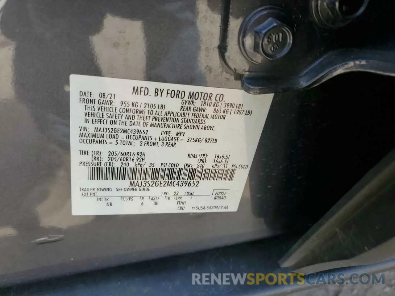 14 Photograph of a damaged car MAJ3S2GE2MC439652 FORD ECOSPORT 2021