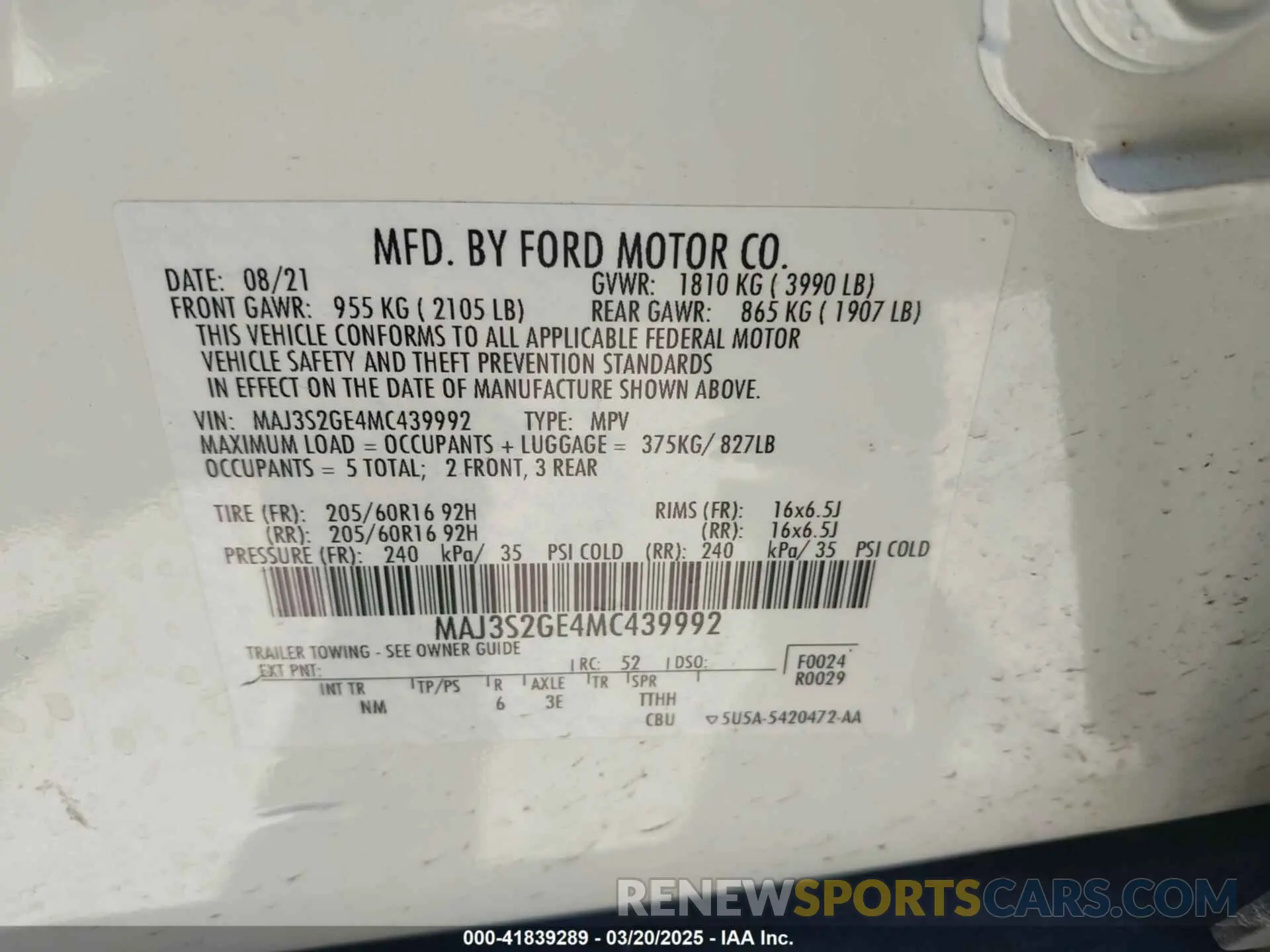 9 Photograph of a damaged car MAJ3S2GE4MC439992 FORD ECOSPORT 2021