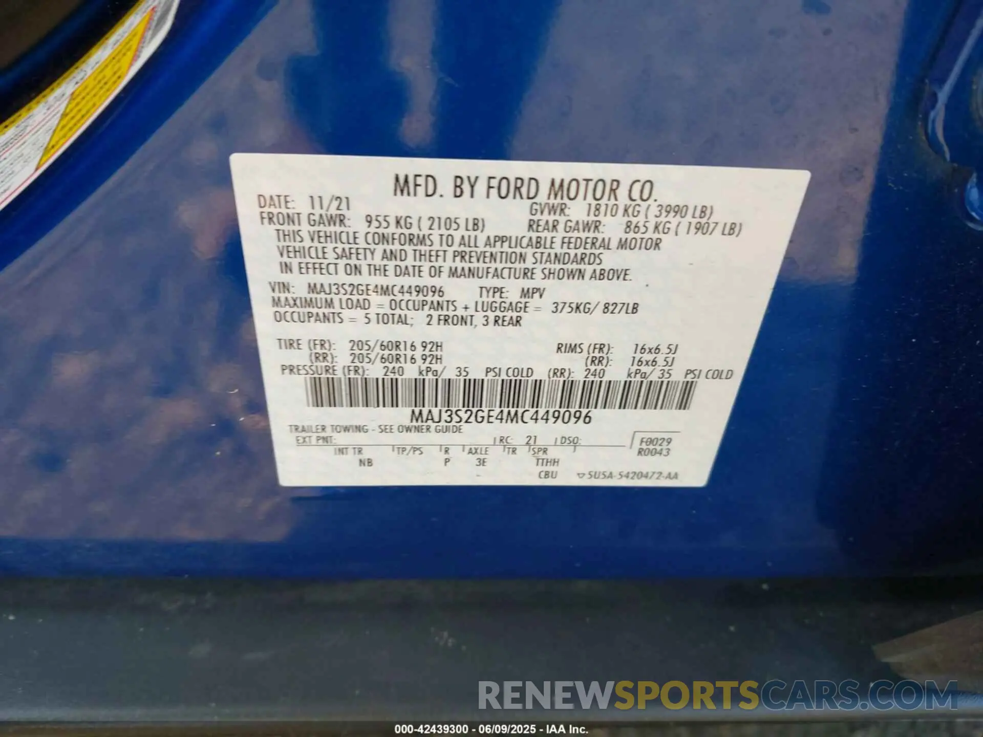 9 Photograph of a damaged car MAJ3S2GE4MC449096 FORD ECOSPORT 2021