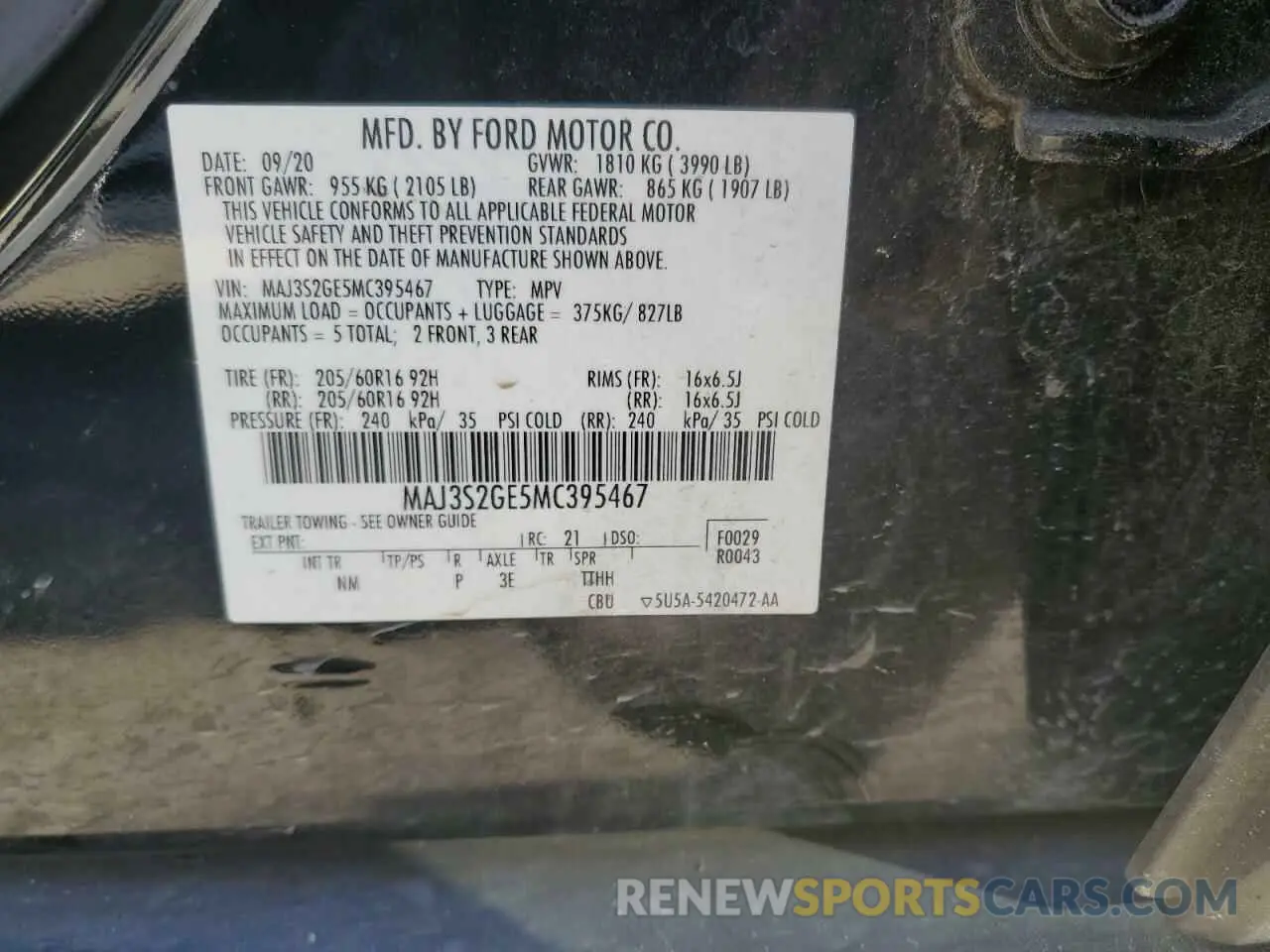 12 Photograph of a damaged car MAJ3S2GE5MC395467 FORD ECOSPORT 2021