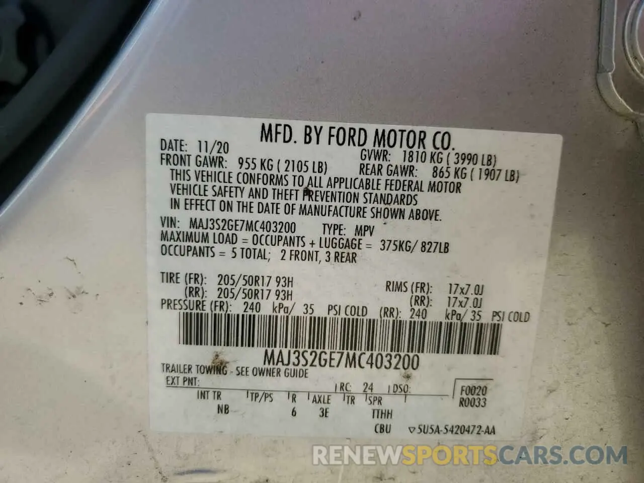 13 Photograph of a damaged car MAJ3S2GE7MC403200 FORD ECOSPORT 2021