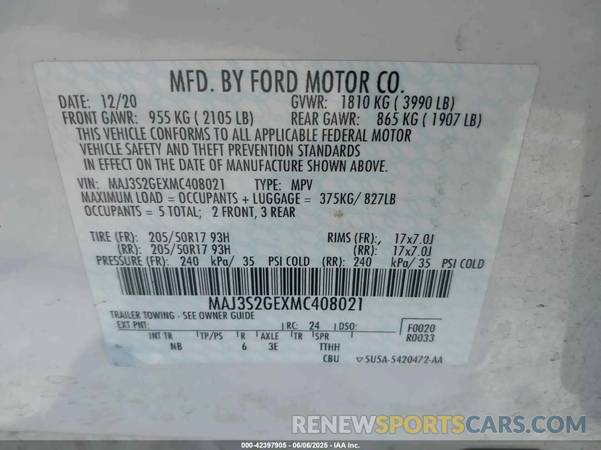 9 Photograph of a damaged car MAJ3S2GEXMC408021 FORD ECOSPORT 2021