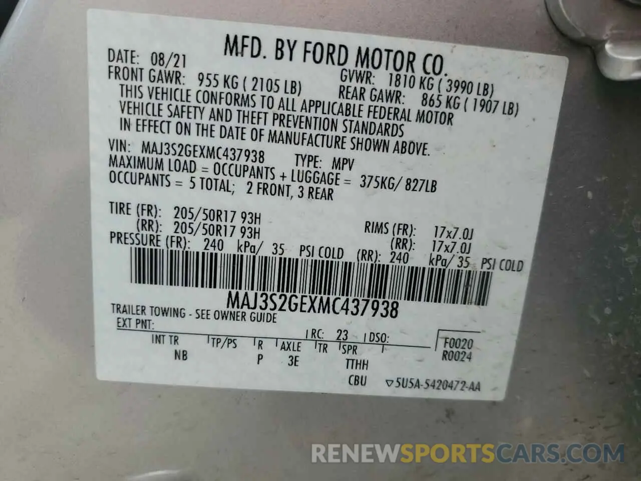 13 Photograph of a damaged car MAJ3S2GEXMC437938 FORD ECOSPORT 2021