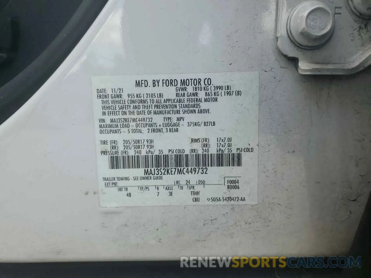 14 Photograph of a damaged car MAJ3S2KE7MC449732 FORD ECOSPORT 2021