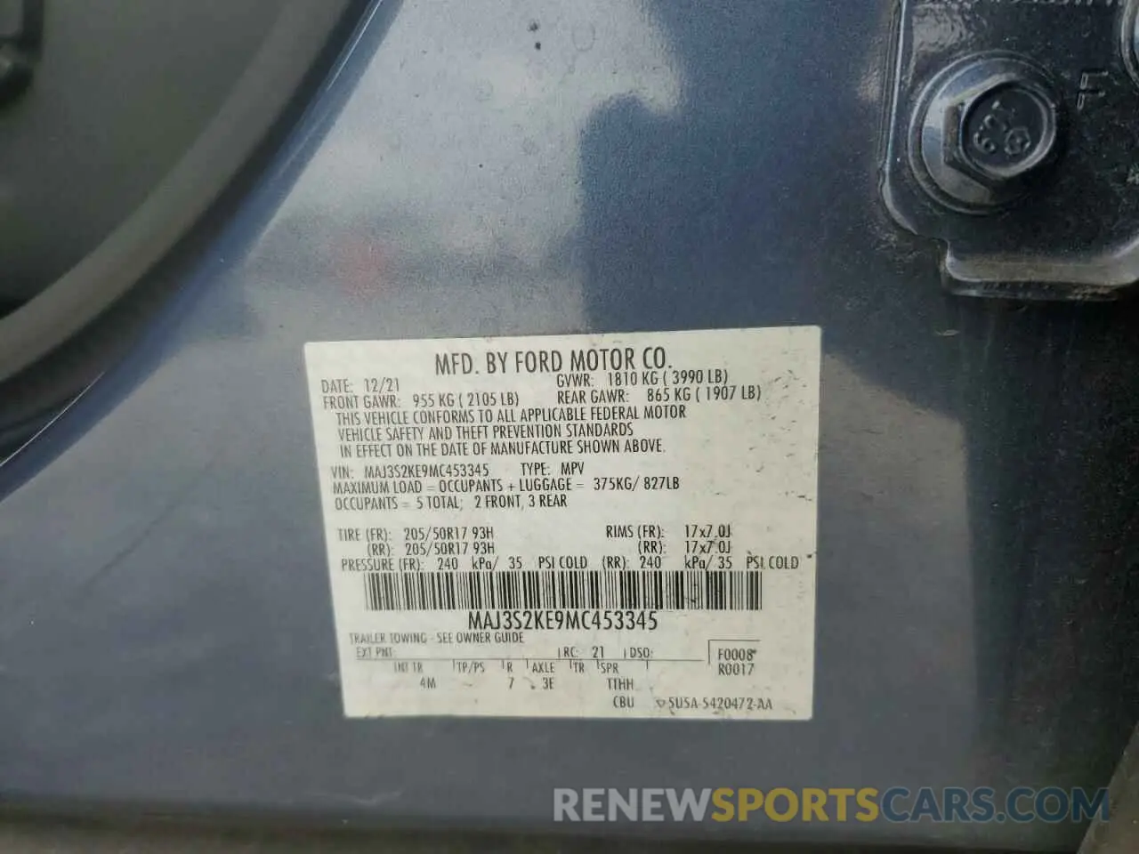 15 Photograph of a damaged car MAJ3S2KE9MC453345 FORD ECOSPORT 2021