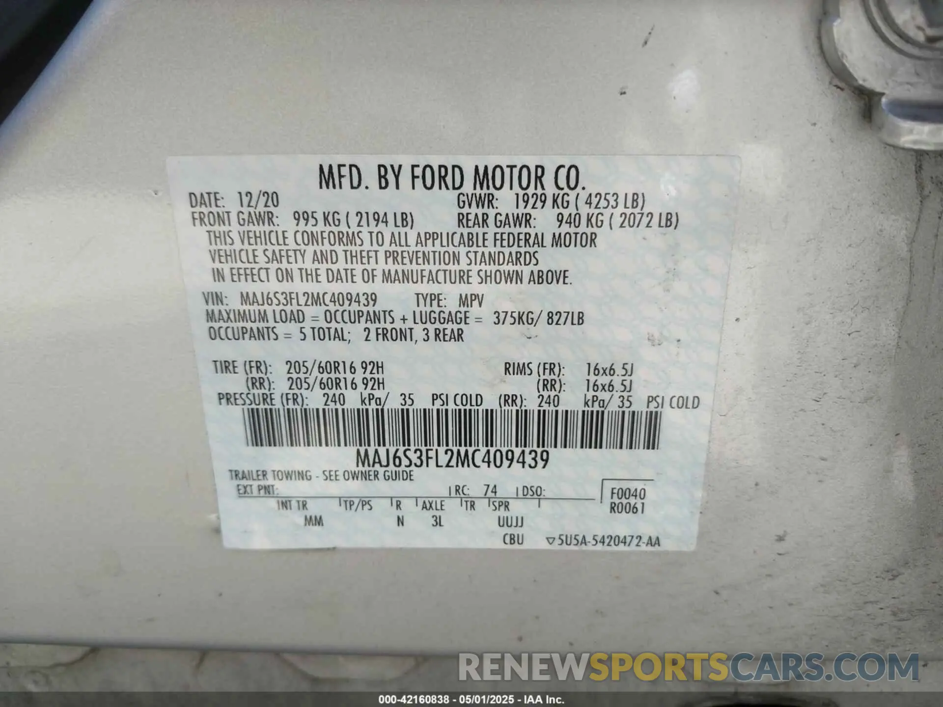 9 Photograph of a damaged car MAJ6S3FL2MC409439 FORD ECOSPORT 2021