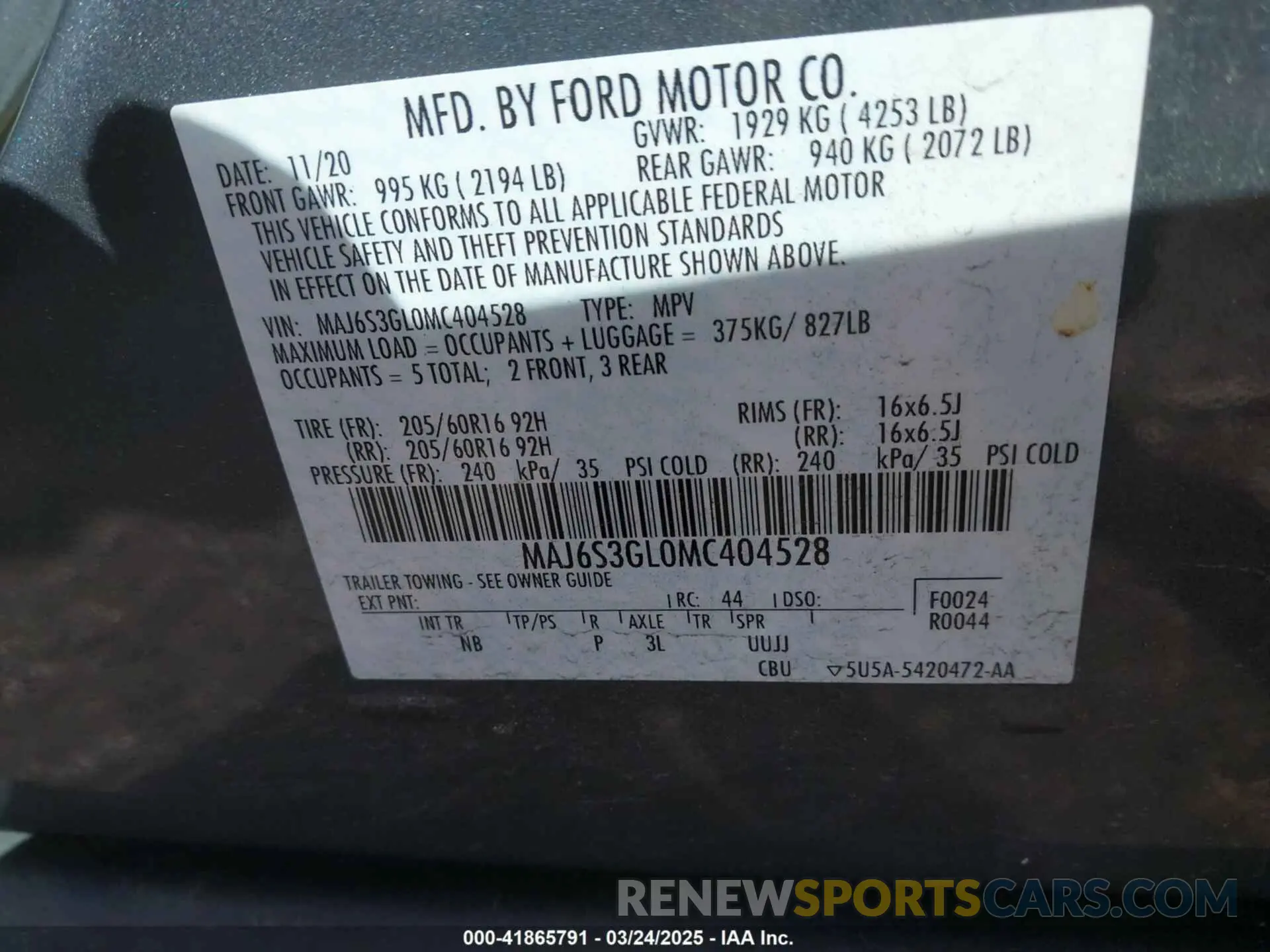 9 Photograph of a damaged car MAJ6S3GL0MC404528 FORD ECOSPORT 2021