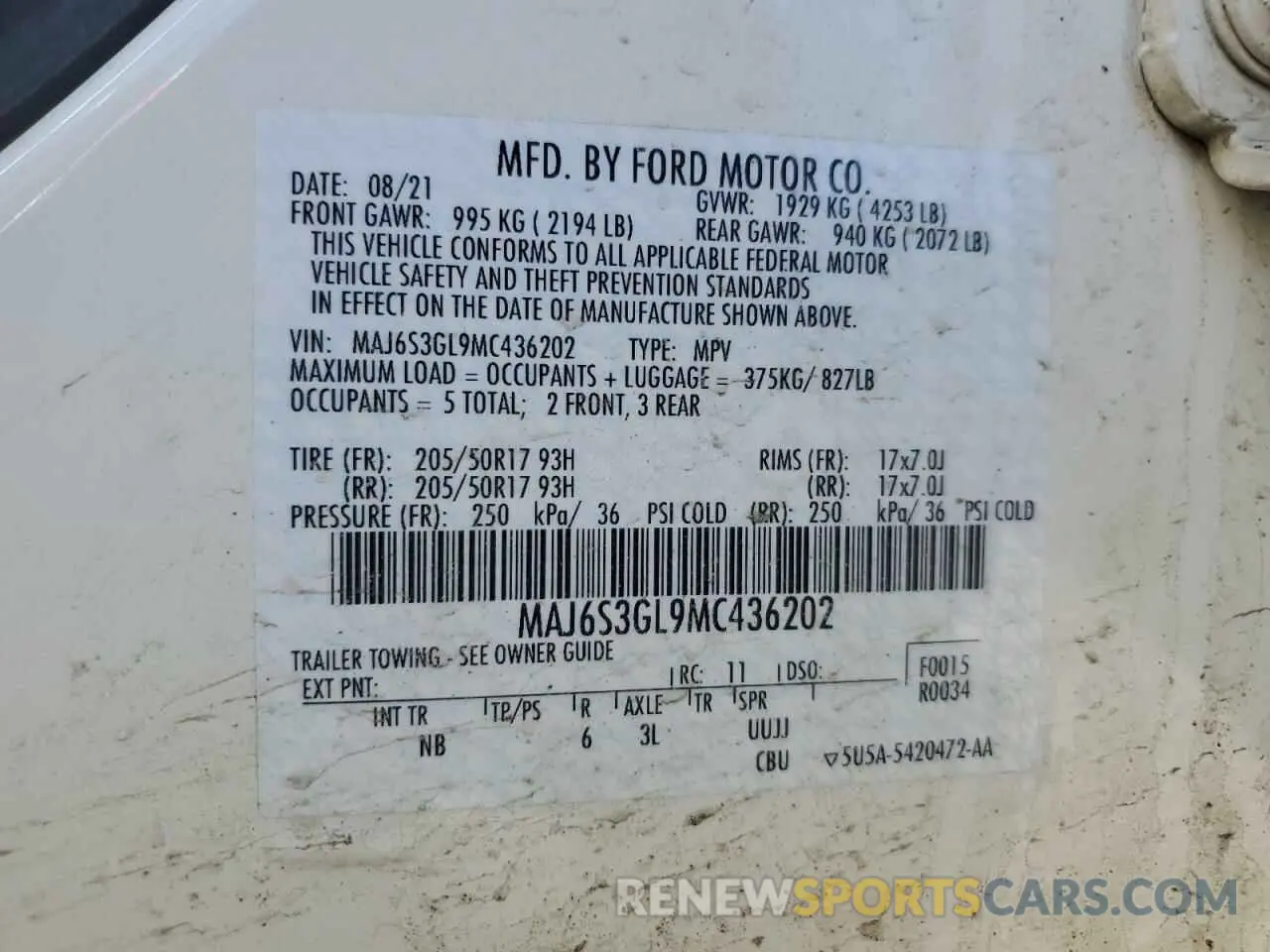 13 Photograph of a damaged car MAJ6S3GL9MC436202 FORD ECOSPORT 2021