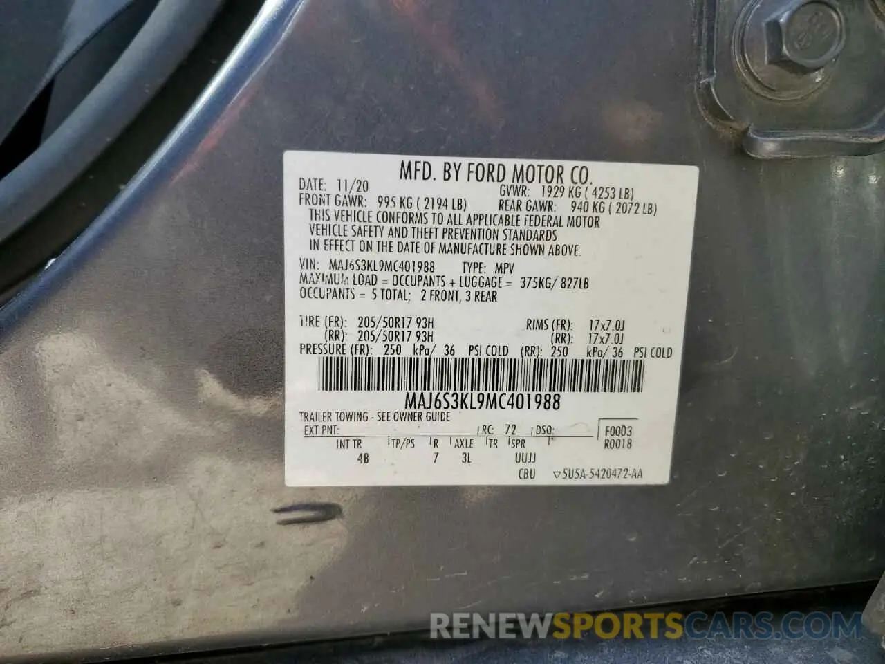 15 Photograph of a damaged car MAJ6S3KL9MC401988 FORD ECOSPORT 2021