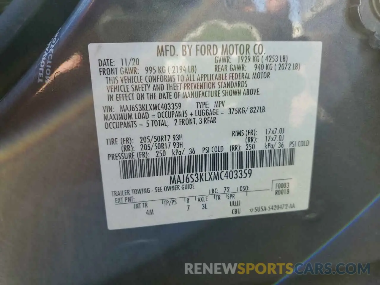 12 Photograph of a damaged car MAJ6S3KLXMC403359 FORD ECOSPORT 2021