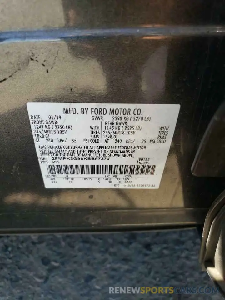 13 Photograph of a damaged car 2FMPK3G96KBB57270 FORD EDGE 2019