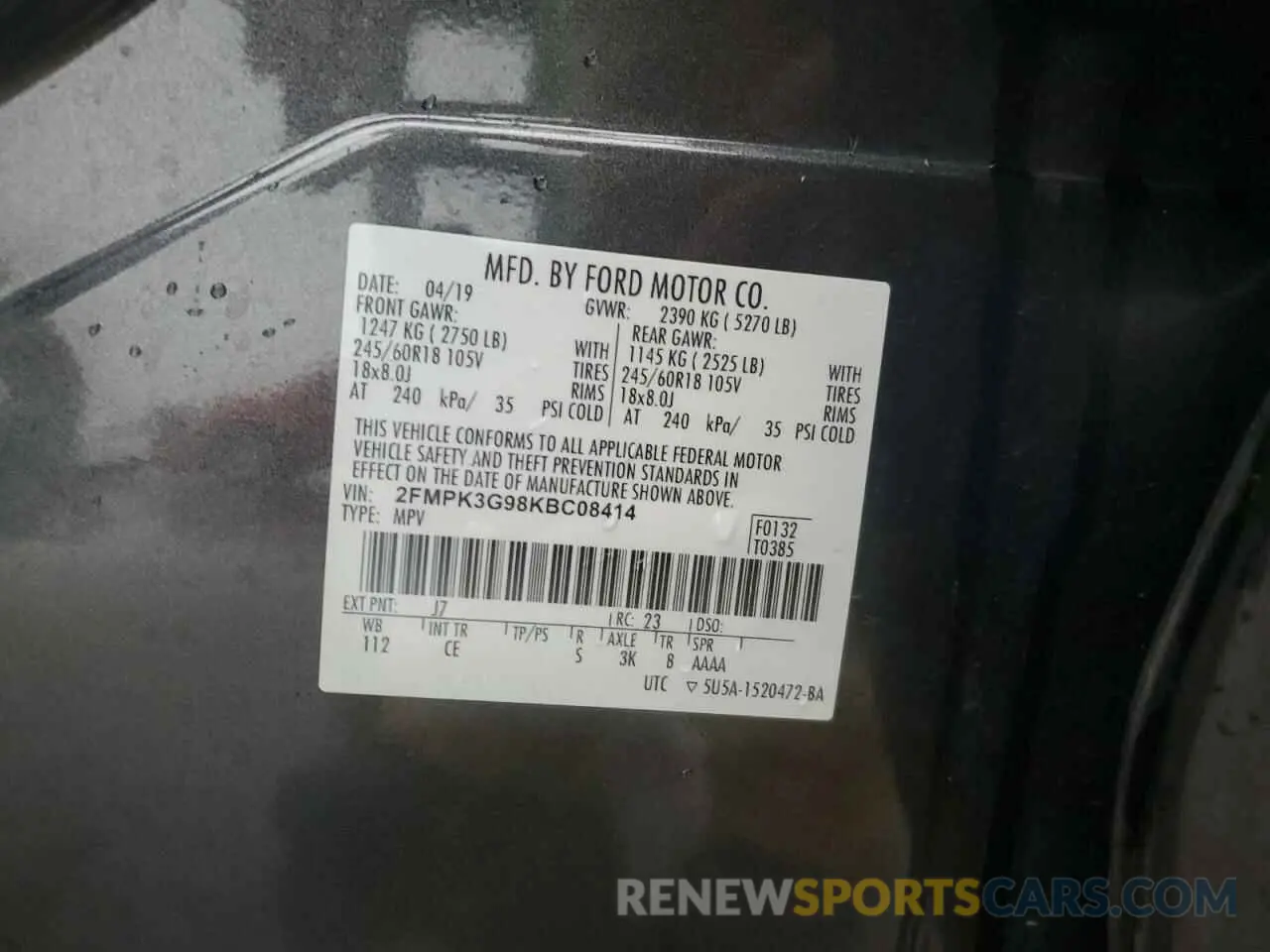 13 Photograph of a damaged car 2FMPK3G98KBC08414 FORD EDGE 2019