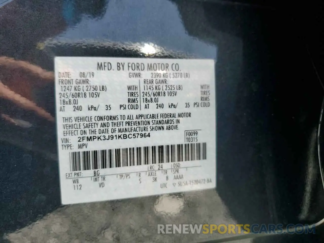 14 Photograph of a damaged car 2FMPK3J91KBC57964 FORD EDGE 2019