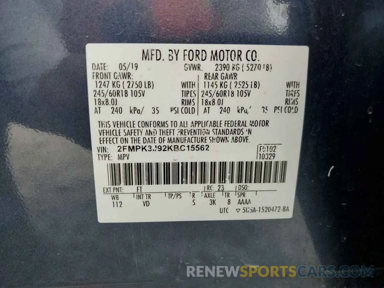 13 Photograph of a damaged car 2FMPK3J92KBC15562 FORD EDGE 2019