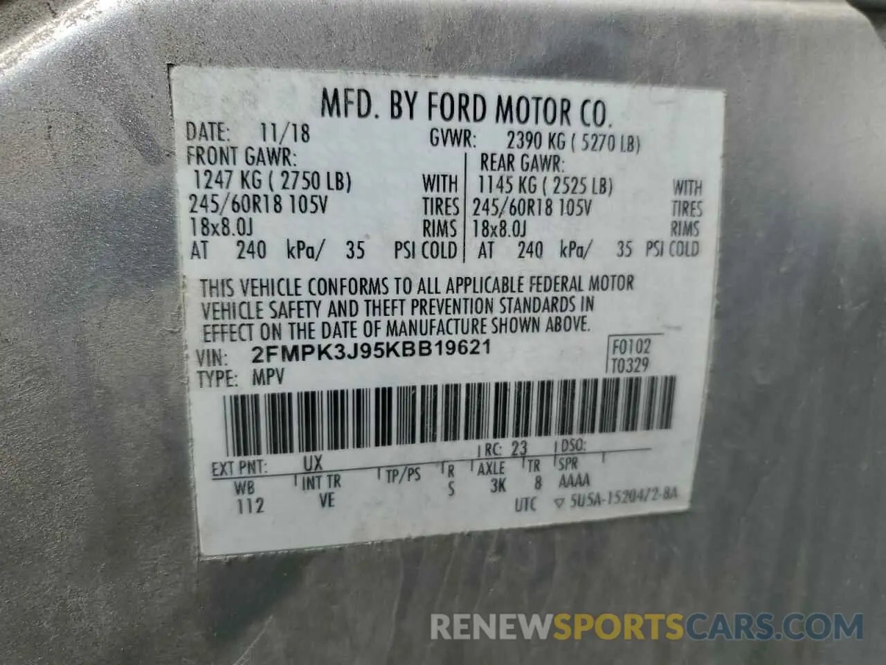 14 Photograph of a damaged car 2FMPK3J95KBB19621 FORD EDGE 2019