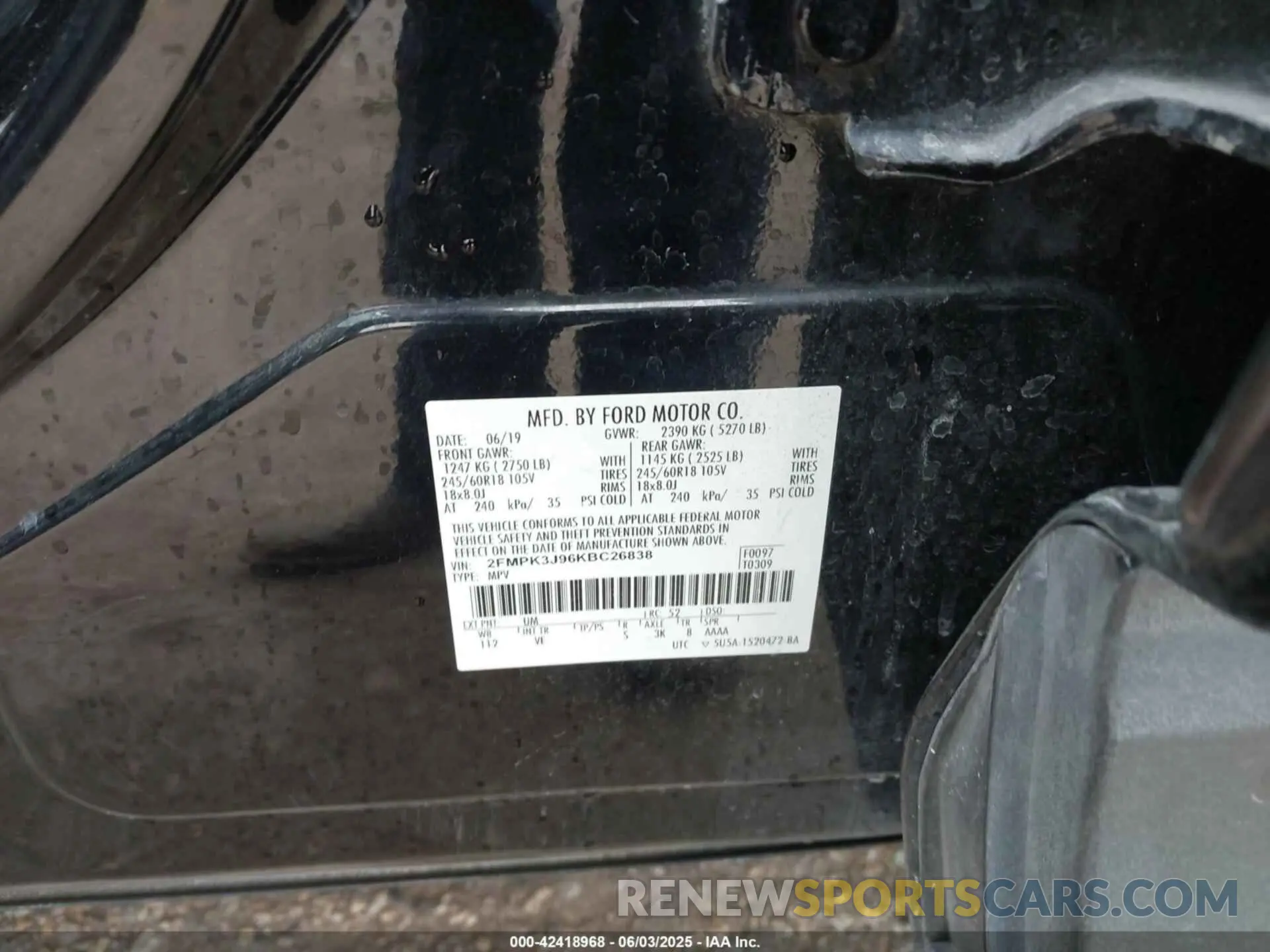 9 Photograph of a damaged car 2FMPK3J96KBC26838 FORD EDGE 2019