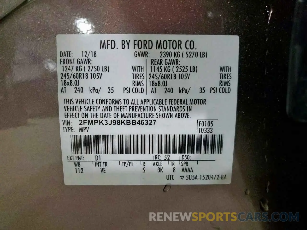 14 Photograph of a damaged car 2FMPK3J98KBB46327 FORD EDGE 2019