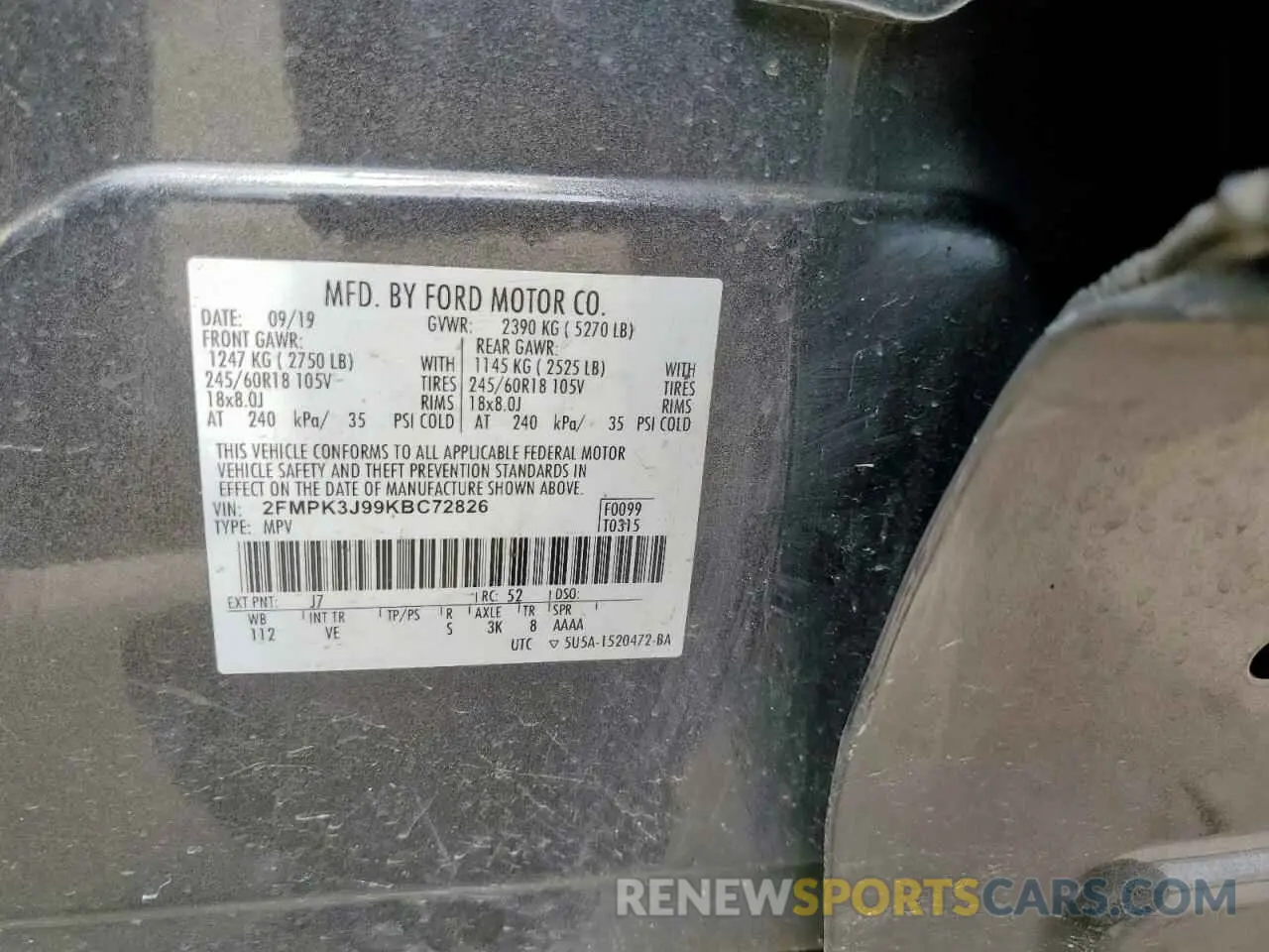 12 Photograph of a damaged car 2FMPK3J99KBC72826 FORD EDGE 2019