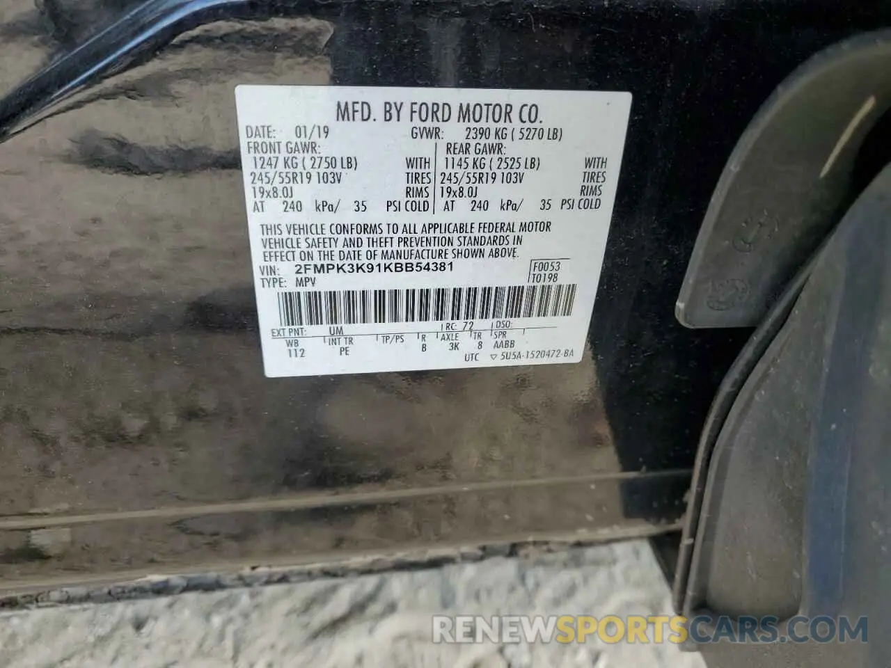 15 Photograph of a damaged car 2FMPK3K91KBB54381 FORD EDGE 2019