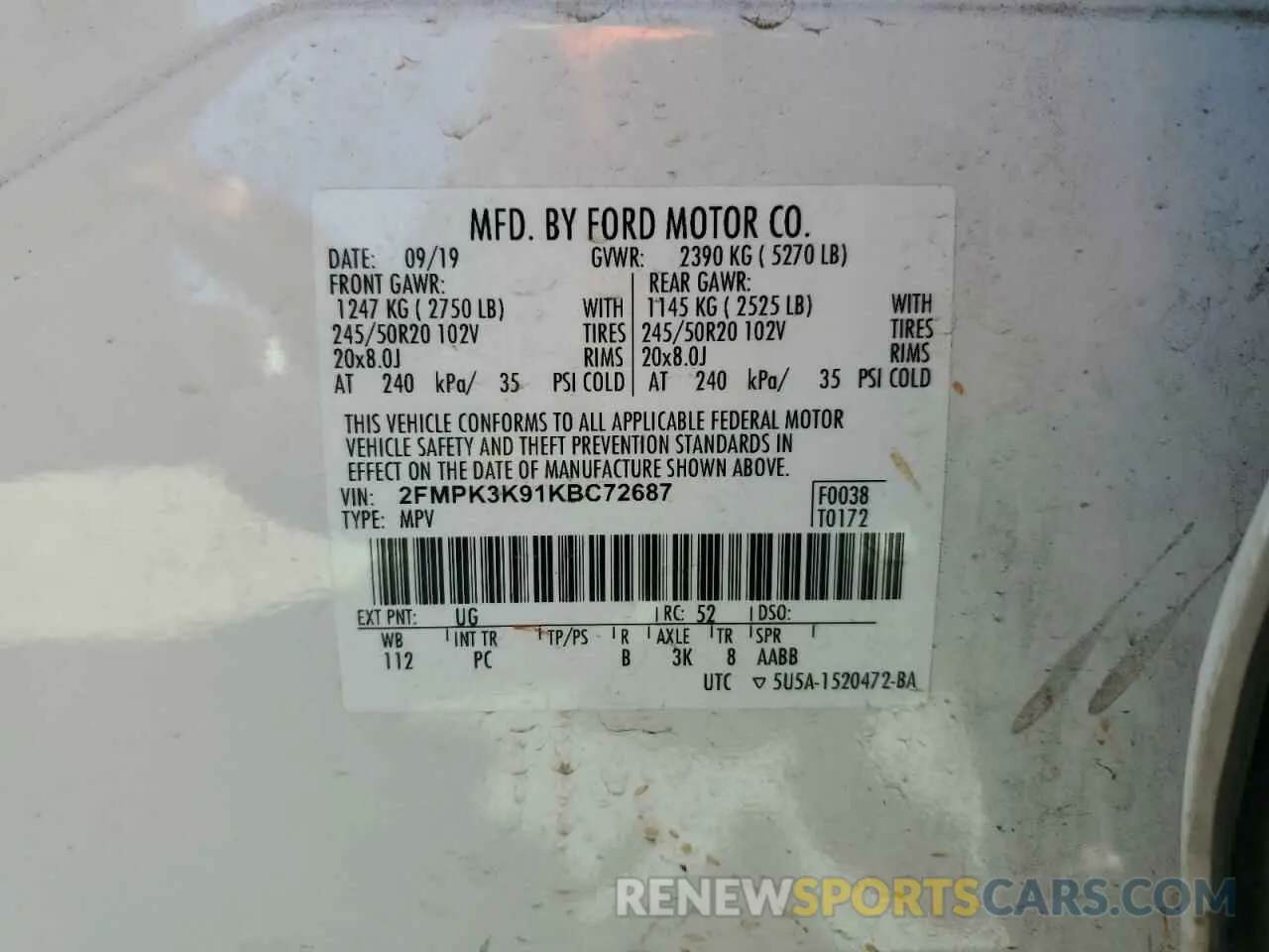 13 Photograph of a damaged car 2FMPK3K91KBC72687 FORD EDGE 2019