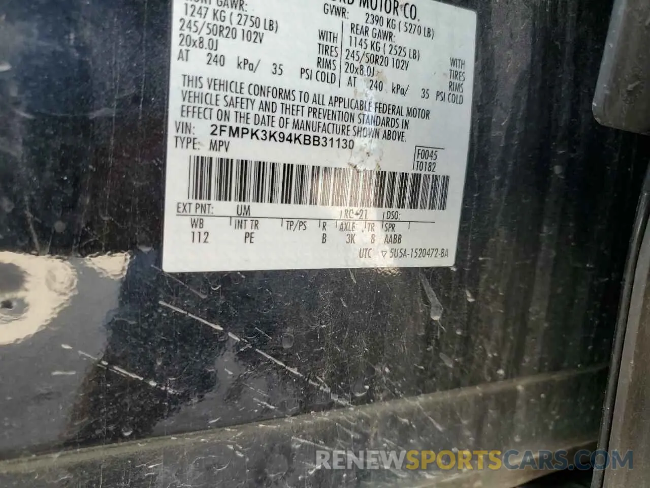 13 Photograph of a damaged car 2FMPK3K94KBB31130 FORD EDGE 2019