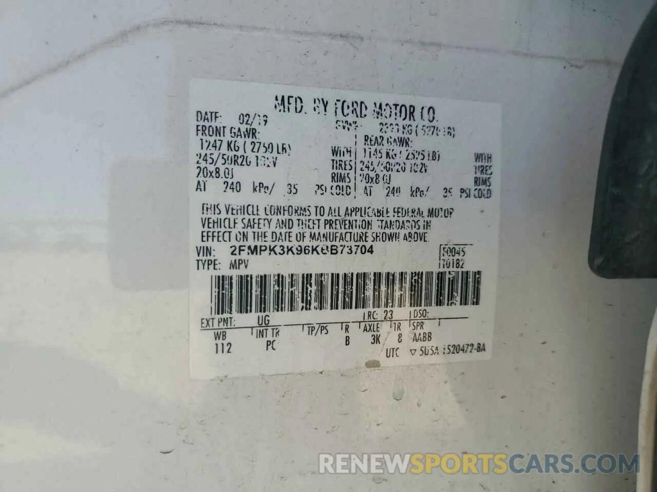 15 Photograph of a damaged car 2FMPK3K96KBB73704 FORD EDGE 2019