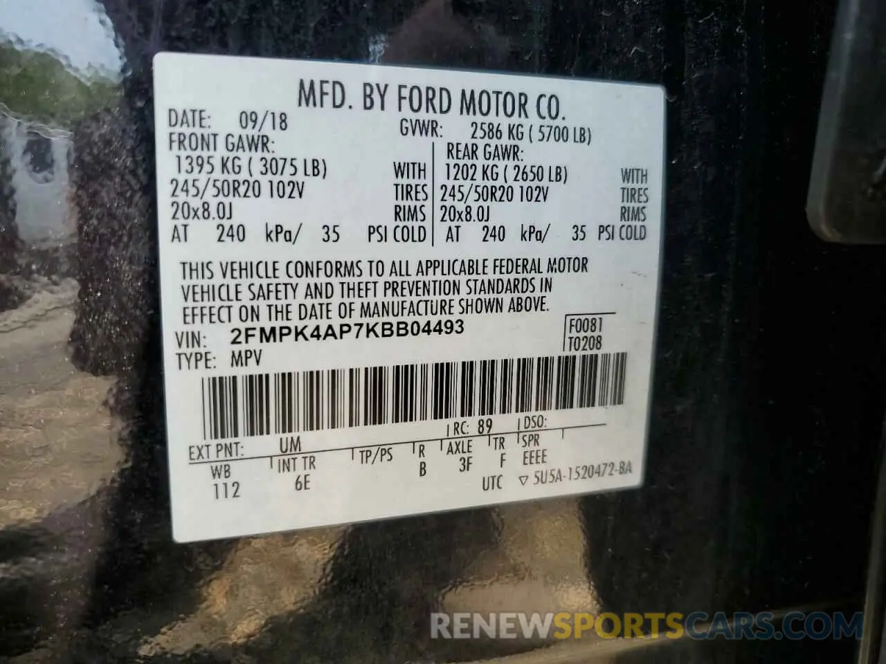 13 Photograph of a damaged car 2FMPK4AP7KBB04493 FORD EDGE 2019