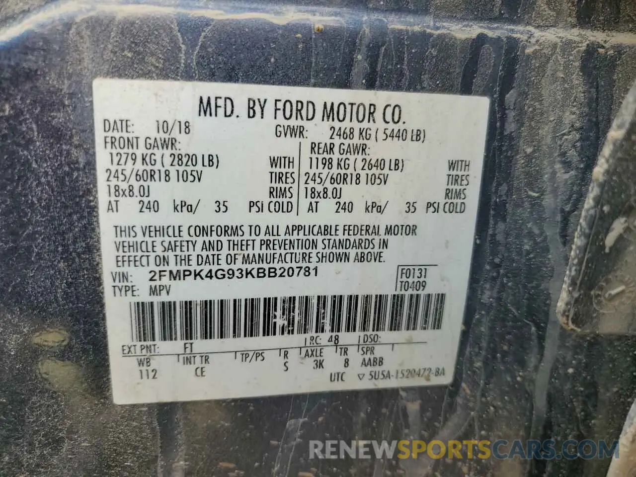 13 Photograph of a damaged car 2FMPK4G93KBB20781 FORD EDGE 2019