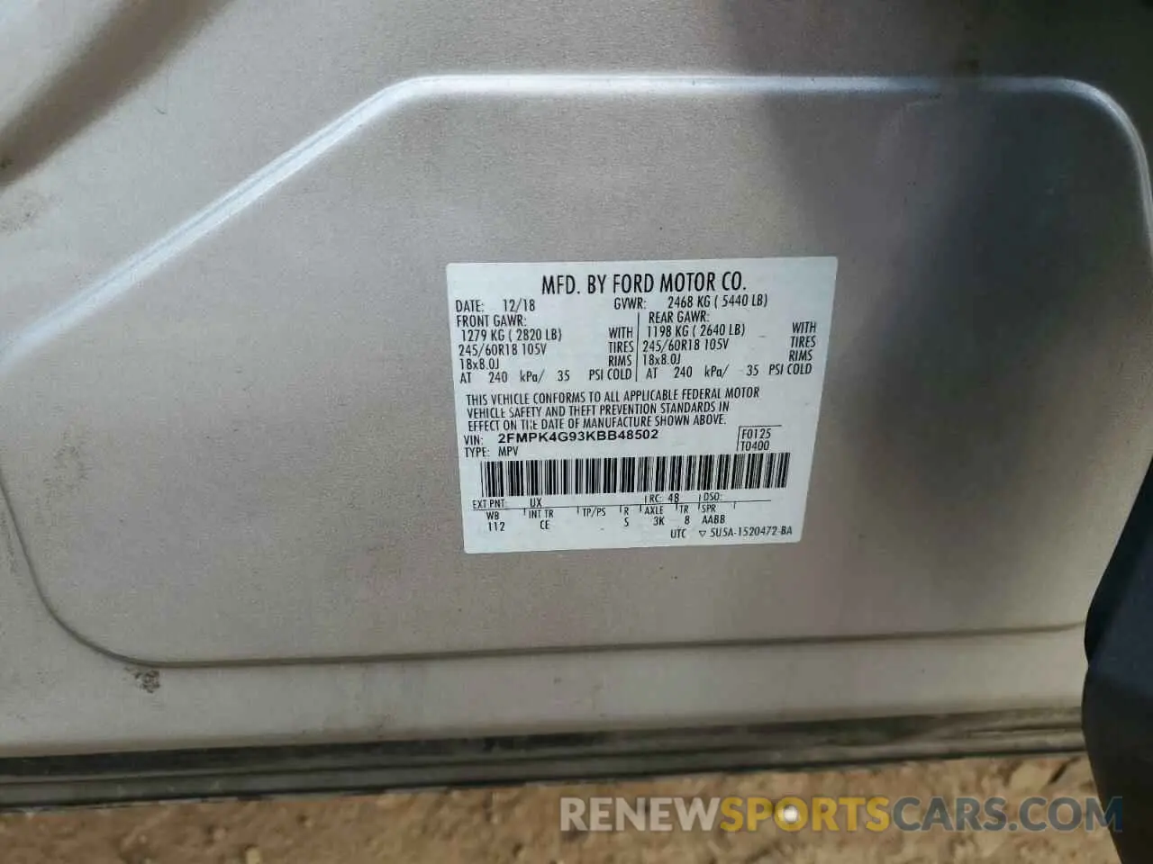 13 Photograph of a damaged car 2FMPK4G93KBB48502 FORD EDGE 2019