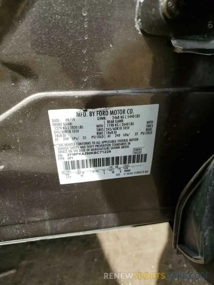 14 Photograph of a damaged car 2FMPK4J90KBC71229 FORD EDGE 2019