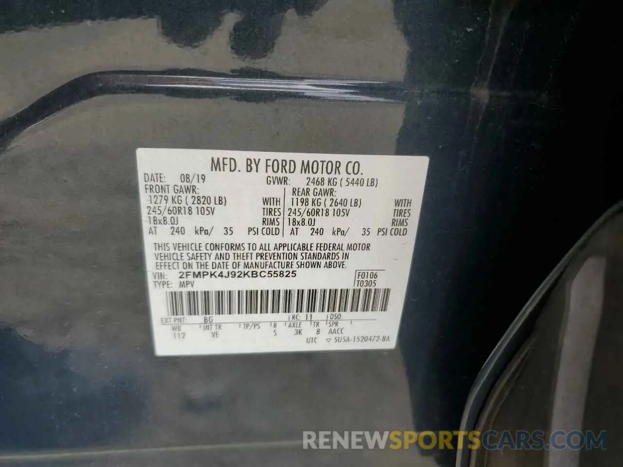 14 Photograph of a damaged car 2FMPK4J92KBC55825 FORD EDGE 2019