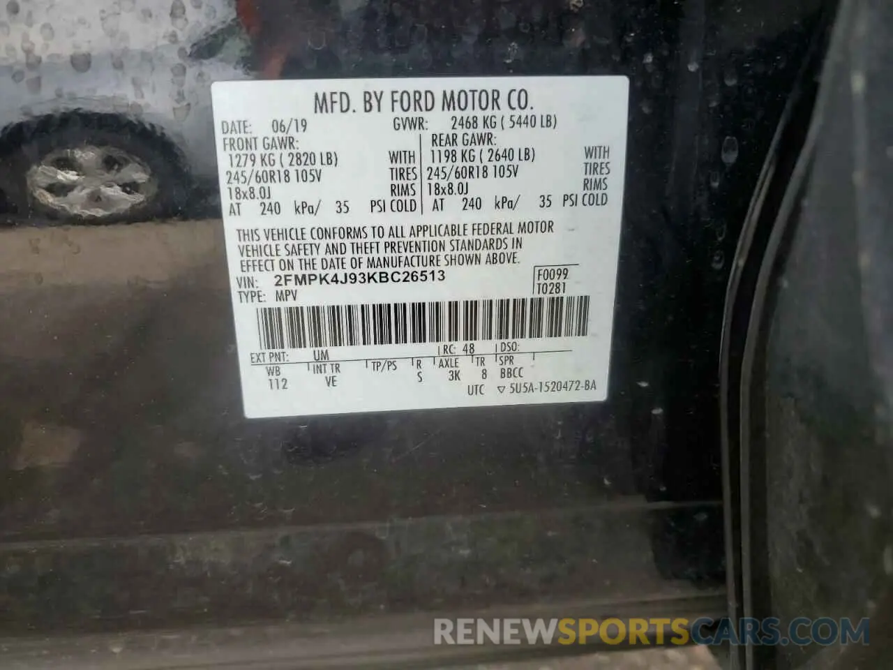 13 Photograph of a damaged car 2FMPK4J93KBC26513 FORD EDGE 2019
