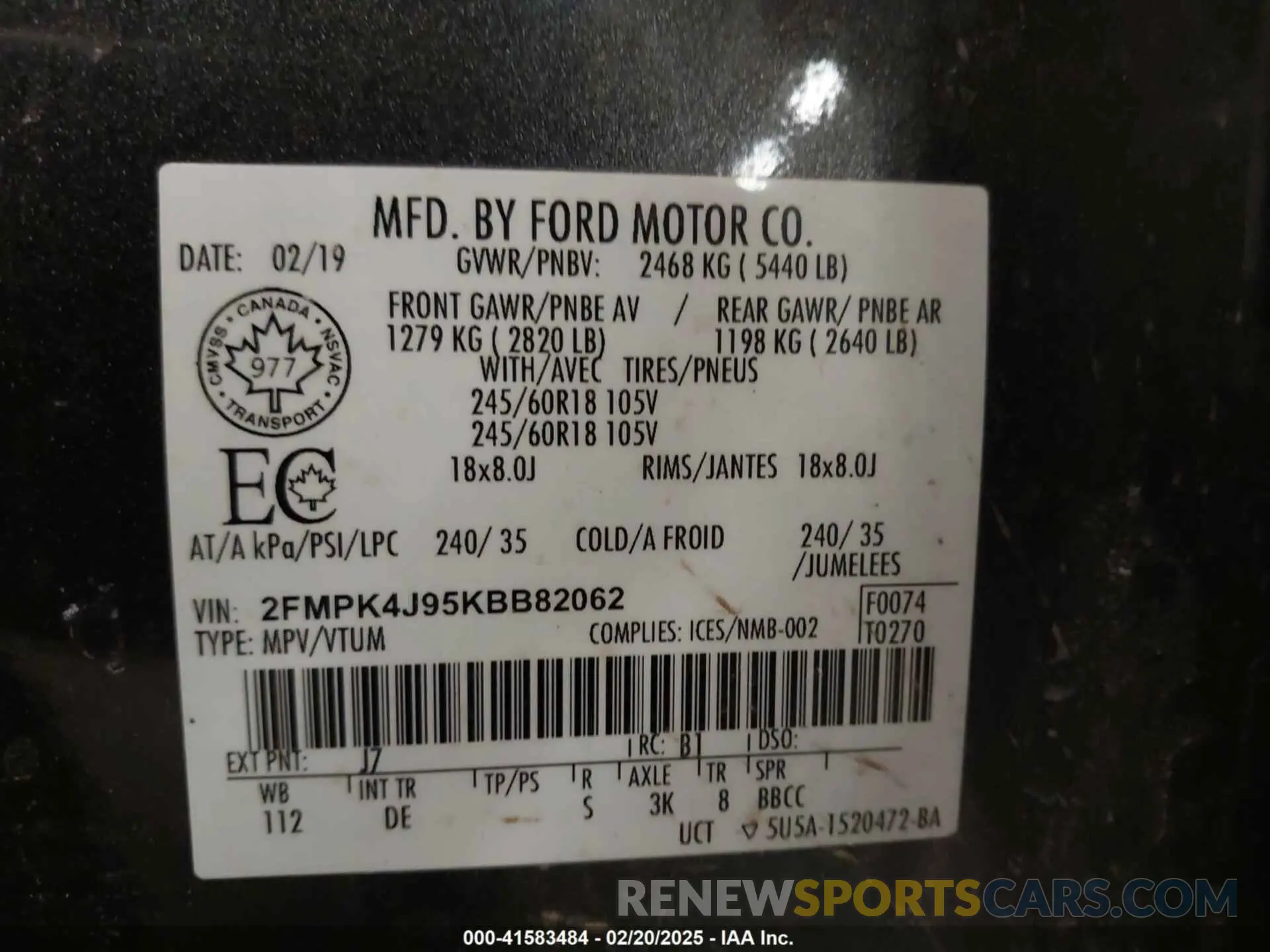 9 Photograph of a damaged car 2FMPK4J95KBB82062 FORD EDGE 2019