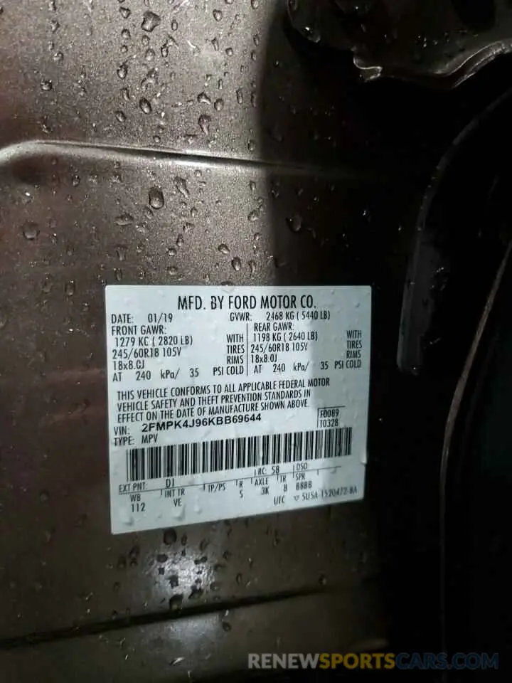 14 Photograph of a damaged car 2FMPK4J96KBB69644 FORD EDGE 2019