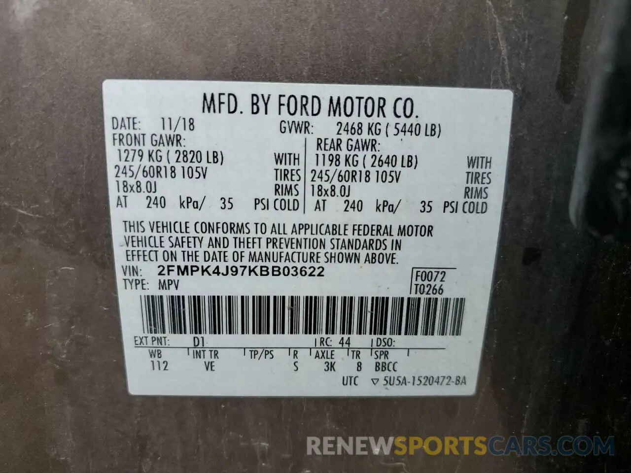 13 Photograph of a damaged car 2FMPK4J97KBB03622 FORD EDGE 2019