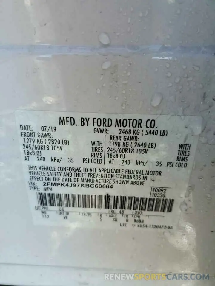 14 Photograph of a damaged car 2FMPK4J97KBC60664 FORD EDGE 2019