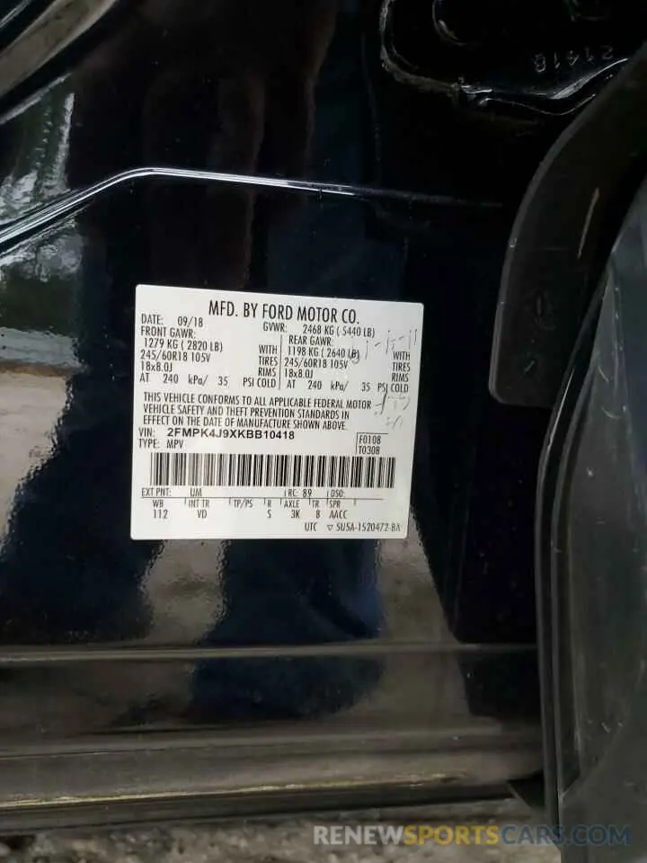 13 Photograph of a damaged car 2FMPK4J9XKBB10418 FORD EDGE 2019