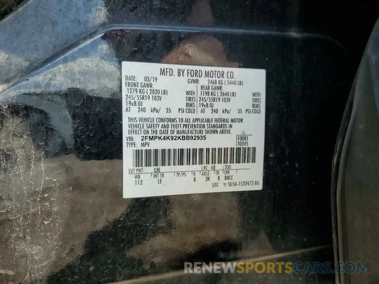 14 Photograph of a damaged car 2FMPK4K92KBB92935 FORD EDGE 2019