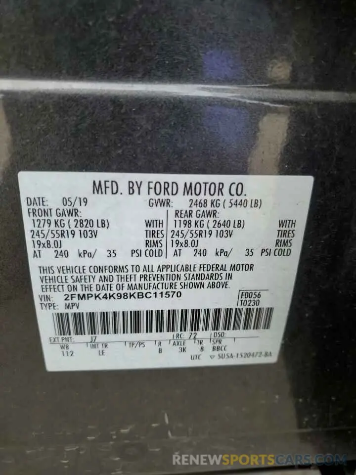 13 Photograph of a damaged car 2FMPK4K98KBC11570 FORD EDGE 2019