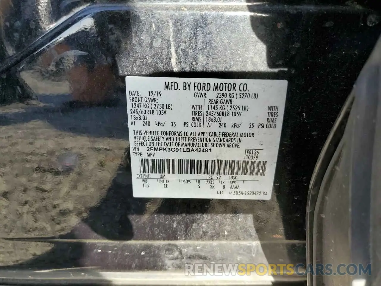 15 Photograph of a damaged car 2FMPK3G91LBA42481 FORD EDGE 2020