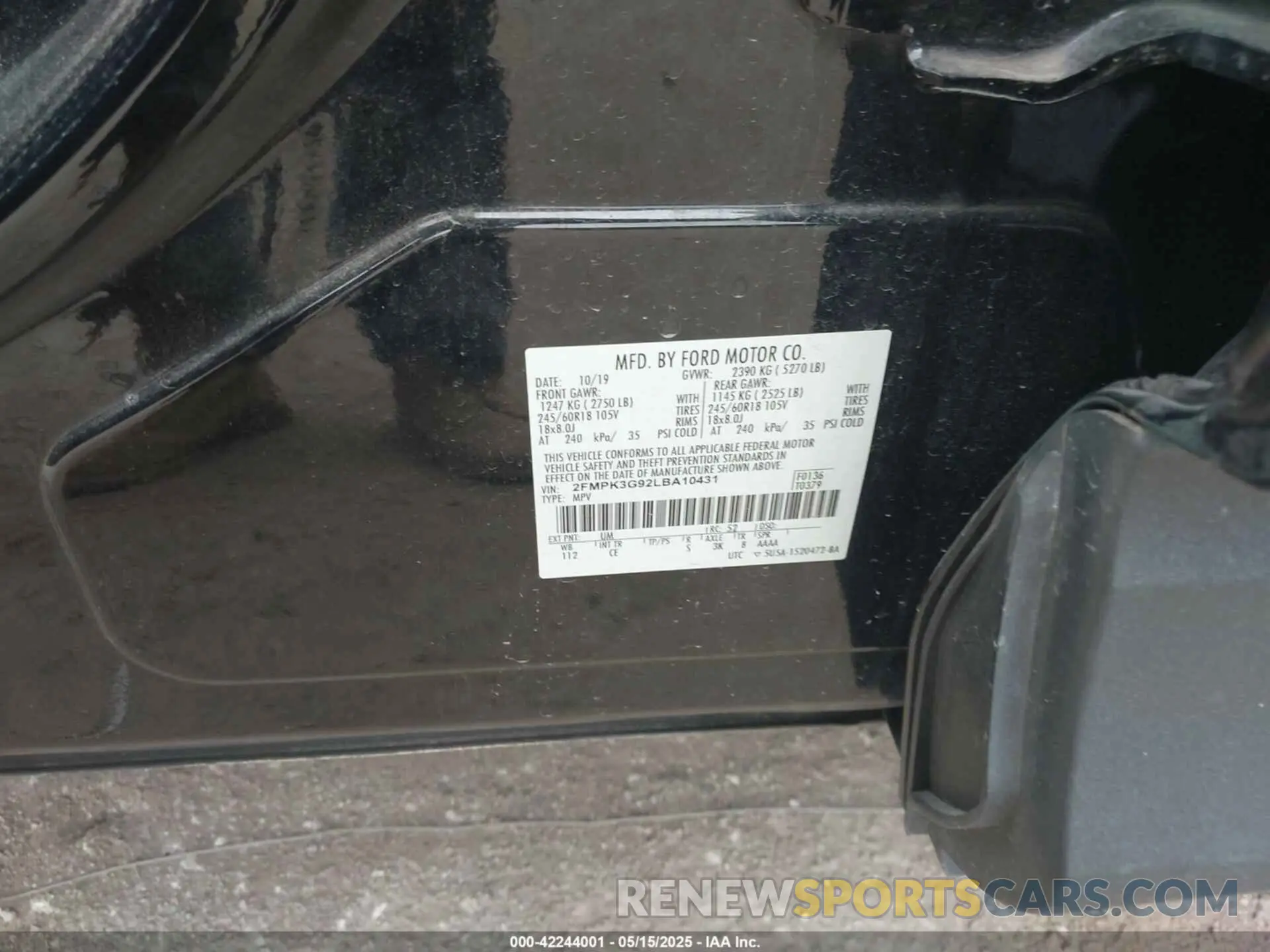 9 Photograph of a damaged car 2FMPK3G92LBA10431 FORD EDGE 2020