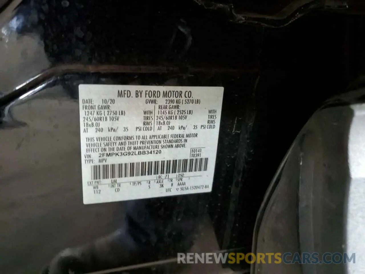 15 Photograph of a damaged car 2FMPK3G92LBB34120 FORD EDGE 2020