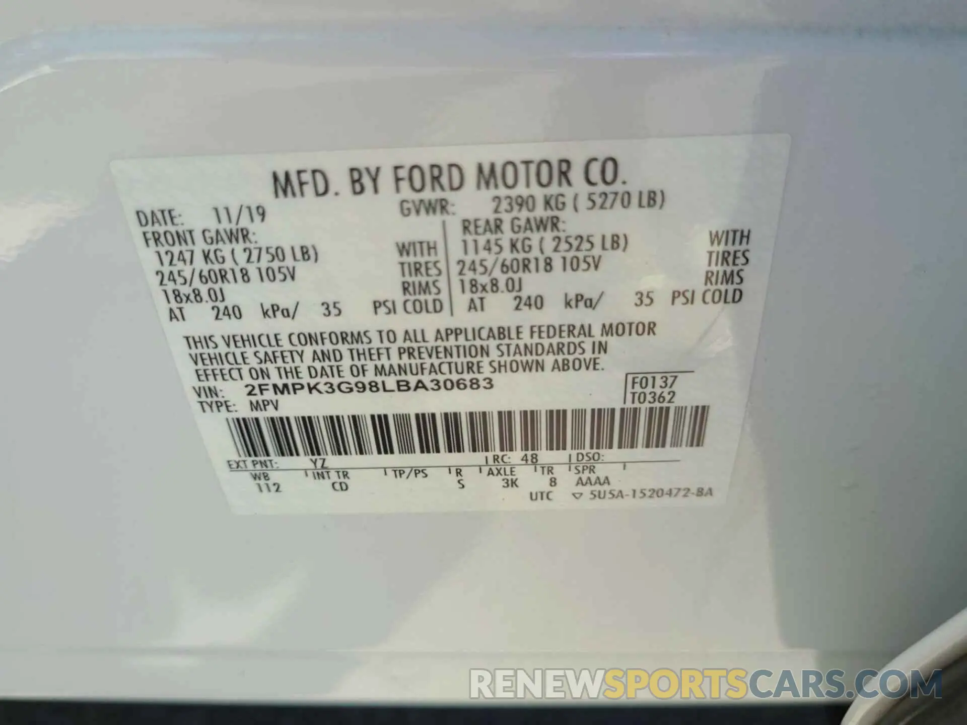 13 Photograph of a damaged car 2FMPK3G98LBA30683 FORD EDGE 2020