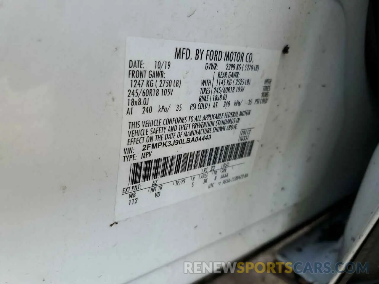 13 Photograph of a damaged car 2FMPK3J90LBA04443 FORD EDGE 2020