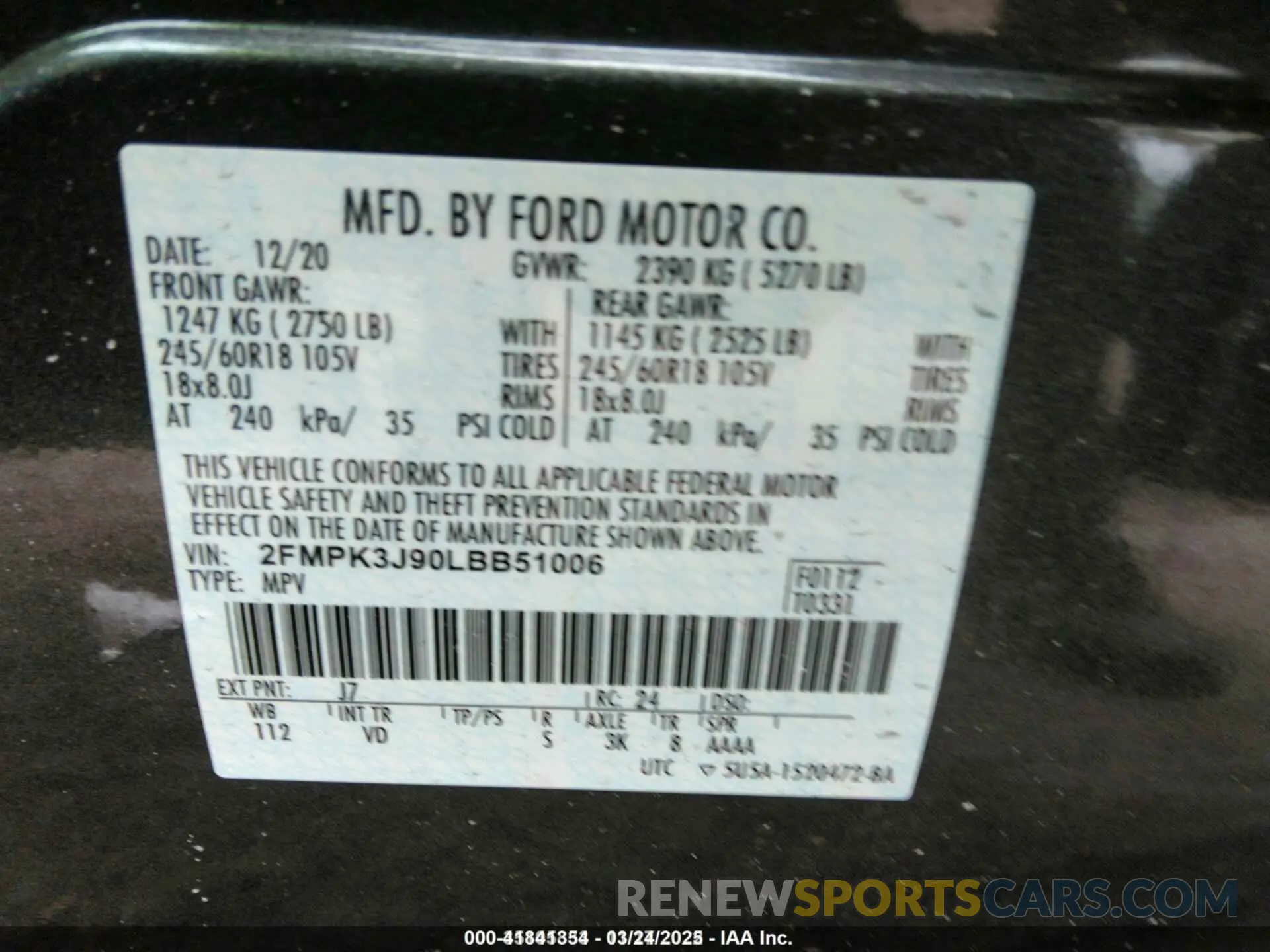 9 Photograph of a damaged car 2FMPK3J90LBB51006 FORD EDGE 2020