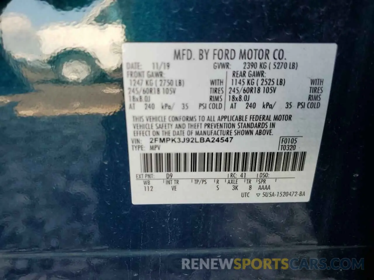 13 Photograph of a damaged car 2FMPK3J92LBA24547 FORD EDGE 2020