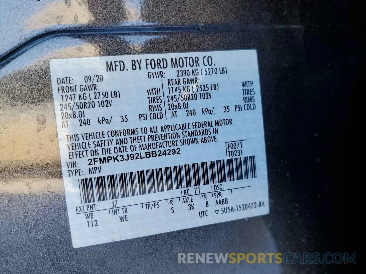 13 Photograph of a damaged car 2FMPK3J92LBB24292 FORD EDGE 2020