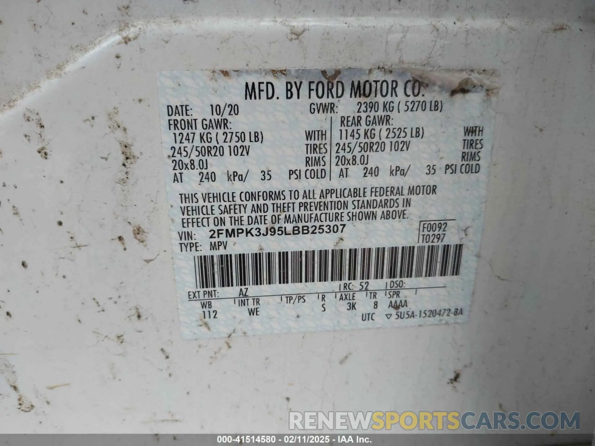 9 Photograph of a damaged car 2FMPK3J95LBB25307 FORD EDGE 2020