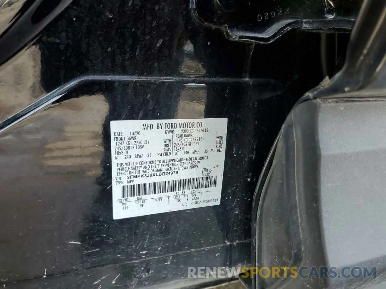 15 Photograph of a damaged car 2FMPK3J9XLBB24976 FORD EDGE 2020