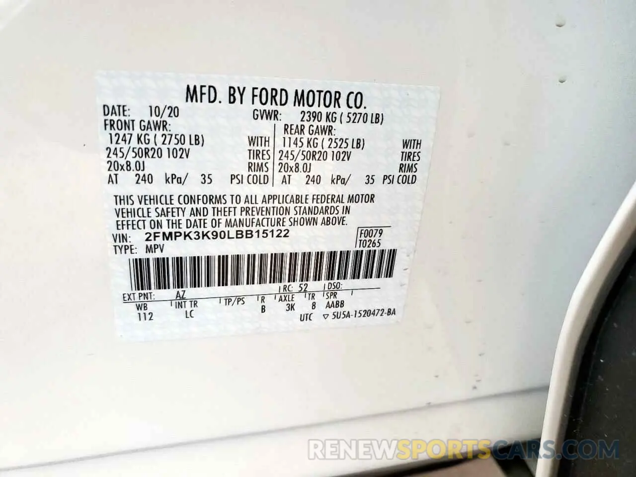 14 Photograph of a damaged car 2FMPK3K90LBB15122 FORD EDGE 2020